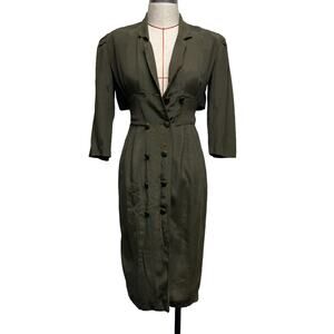 Vintage Dawn Joy Womens Size 3 Green Double Breast Button Cape Dress